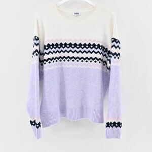 525 AMERICA Sweater Womens Size XL Lurex‎ Fair Isle Soft Knit Lavender Ski Lodge